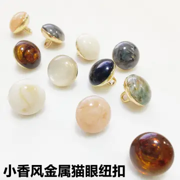 Retro Pearl Gold Metal Button Luxury Rhinestones Coat Buttons for