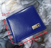 กระเป๋าหนังแท้ สีน้ำเงินโลโก้สีเงิน Wallet Gennuine Leather กระเป๋าสตางค์ กระเป๋าเรียกทรัพย์ กระเป๋าประจำวันเกิด ของขวัญวันเกิดผู้ชาย