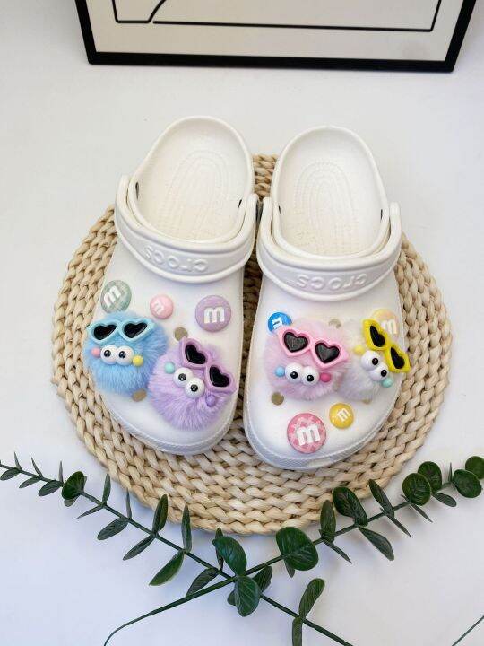 Crocs Jibbitz Charms Shoe Accessories 3D Cute Colored Fur Ball Sprite M