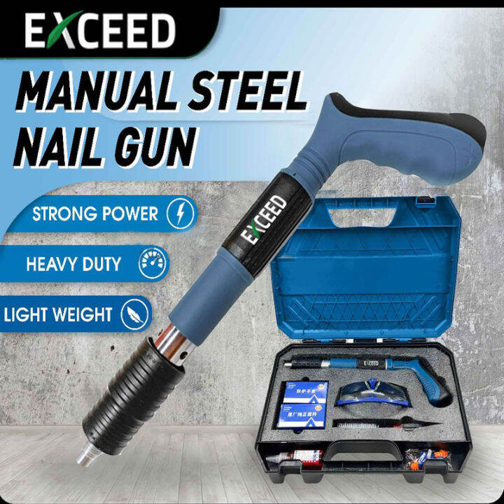 EXCEED Nail gun Manual Steel Nails Gun Concrete Rivet Tool Steel Wall