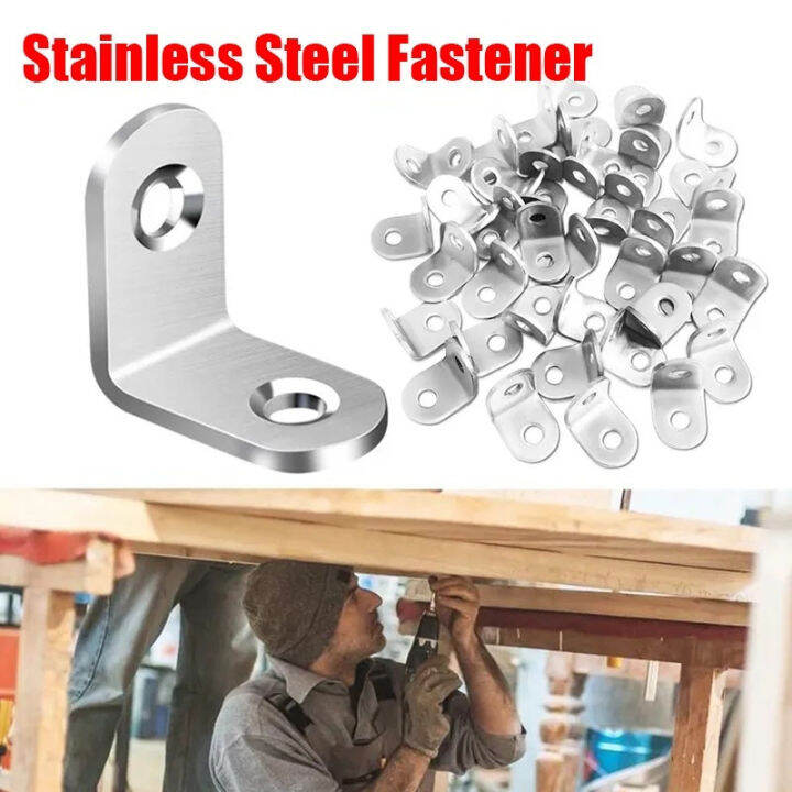 4/6cm Stainless Steel Furniture Corner Bracket with Screws L