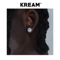 ต่างหูเพทายฝังเพชรกลุ่มซูเปอร์แฟลชเงินแท้ S925 kream ออกแบบพิเศษแบบเดียวกับฮิปฮอปสำหรับผู้ชายและผู้หญิง