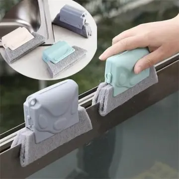 Window or Sliding Door Track Cleaning Brush, Window Blind Duster, 2-in-1  Windowsill Sweeper, Blue Hand-held Groove Gap,1PCS 