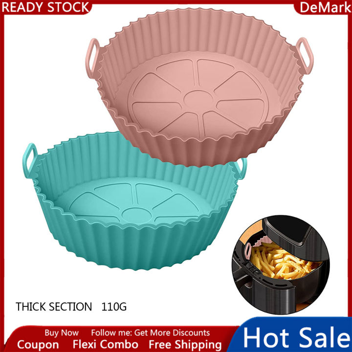 2Pcs Air Fryer Silicone Pot 8 Inch Silicone Air Fryer Liners Basket Food  Safe Non Stick Air Fryer Accessories Reusable Replacement Parchment Air  Fryer