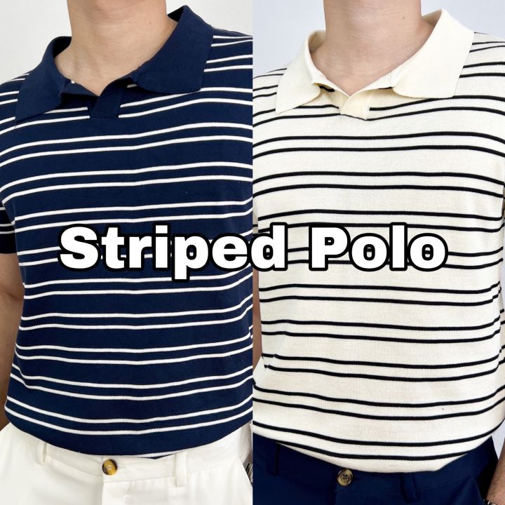slurboyy-striped-polo-เสื้อโปโลไหมพรม-ไม่มีกระดุมลายทาง-sb0740