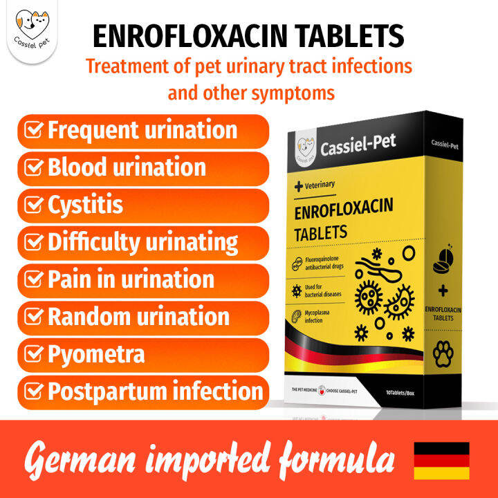 Cassiel Pet Enrofloxacin Antibiotic For Hematuria Nasal Discharge Fever