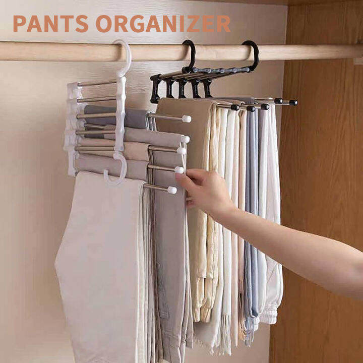【COD】Stainless Steel Pants Hanger Organizer Multifunctional 5in1