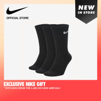 Nike Mens Everyday Lightweight Training Crew Socks (3 Pairs) - Black ถุงเท้าเทรนนิ่งข้อยาวผู้ชาย (3 คู่) Nike Everyday Lightweight - สีดำ