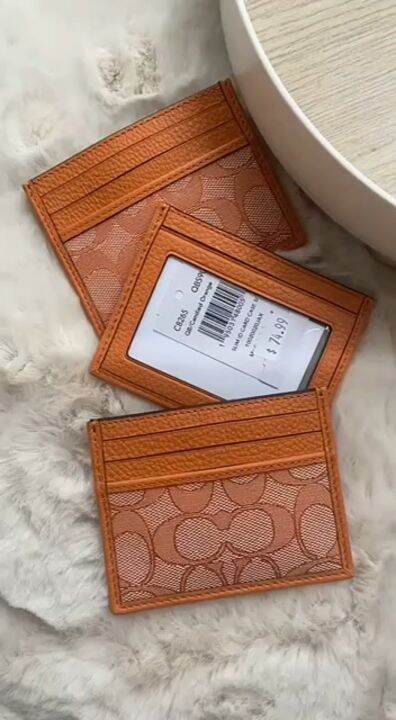 Coach Orange Signature Jacquard Slim ID Card Case