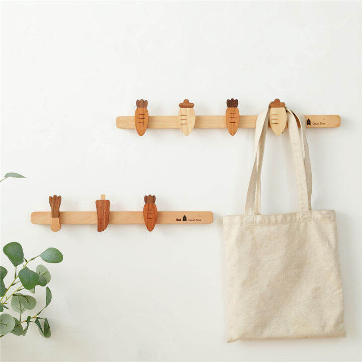 Wall Solid Wood Hook Clothes Rack Home Entrance Entrance Hanging ...