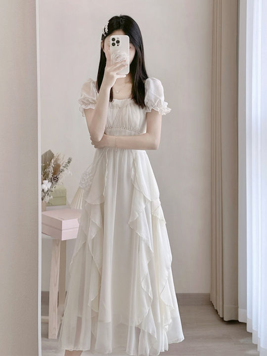 Váy trắng tiểu thư tay ngắn vintage  minas house  Shopee Việt Nam