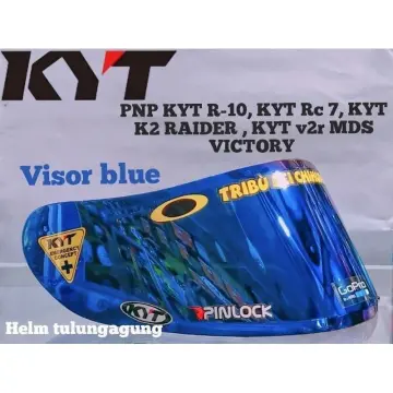 Flat visor kyt hot sale r10 iridium blue