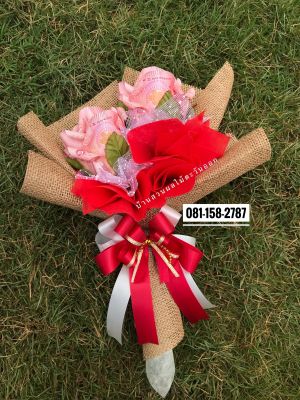 ช่อดอกไม้ ช่อกุหลาบ ของขวัญ 1380 ส่งฟรี #ด5+5