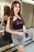 ?เสื้อครอป ?ผูกคอ y2k งานสกรีน Barbie. สุดเก๋ งานสวยน่ารักมาก ผ้าร่อง งานตัดขอบทูโทนใส่ได้หลายโอกาส แมทซ์ง่ายใส่อล้วสวยดูดีน่ารักสดใส free size อก30-32 *นางแบบใส่สินค้างานขายจริง