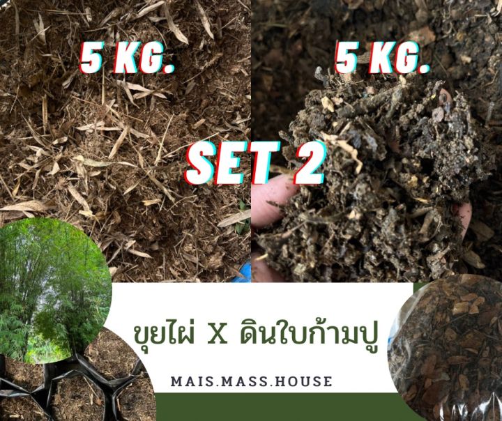 ดินใบก้ามปู-เบดดิ้ง-ปุ๋ยมูลไส้เดือน-มูลวัวนมตากแห้ง-ขุยไผ่-setละ-10kg