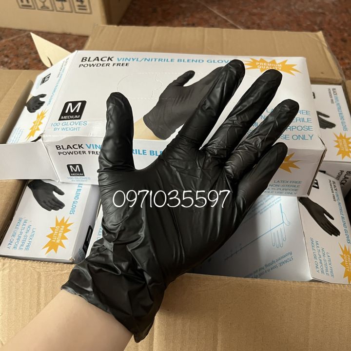 Găng tay đen y tế dùng trong spa phun xăm thẩm mỹ găng tay đen không bột   Lazadavn