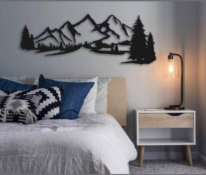 Kreasi Kayu 3D Tema Gunung Hiasan dinding aeatetik / hiasan dinding