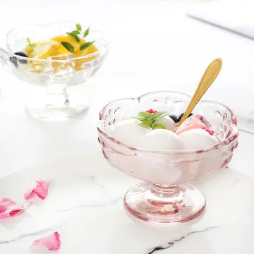 Embossed Heart Ice Cream Glass Cups