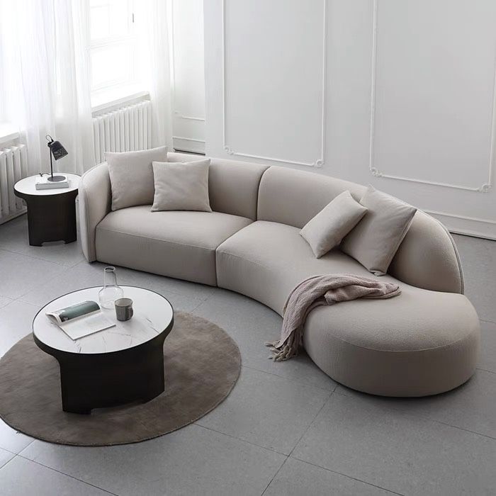 Nordic Style Curved Sofa Xiaohongshu Internet Celebrity Faux Leather ...