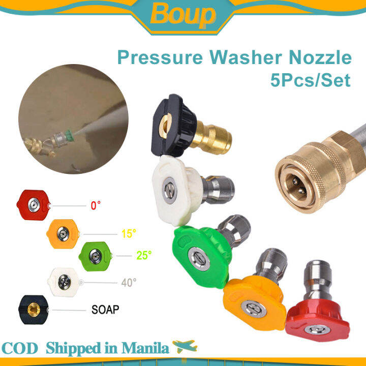 5Pcs/Set Quick Connect Pressure Washer Nozzle Tip 1/4 Inch 2.5 GPM