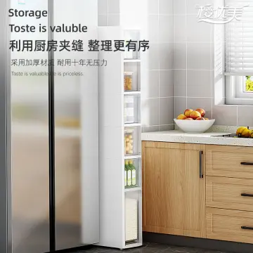 Kitchen Ultra-narrow Gap Storage Rack Fridge Side Shelf Drawer Cabinet  Bathroom