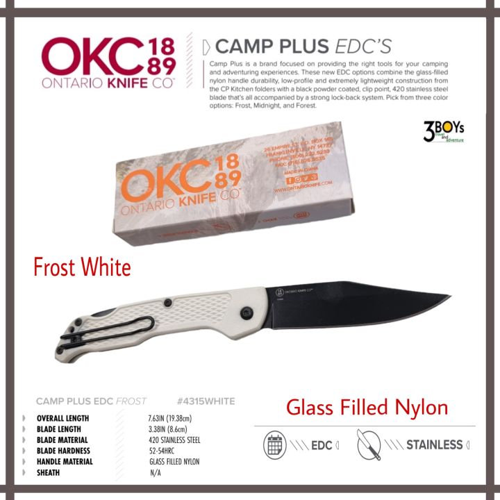 มีด-ontario-รุ่น-camp-plus-edc-frost-420-stainless-น้ำหนักเบามาก-ใบมีดมีความหนา-2-3mm-สามารถตัดขั้วทุเรียนได้