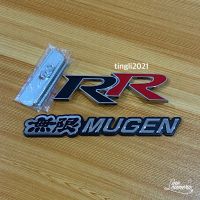 โลโก้กระจังหน้างานโลหะ RR + โลโก้ MUGEN งานพลาสติก หลังกาว ติดรถ Honda ราคาต่อชุด 2 ชิ้น