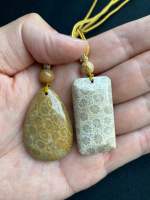 natural coral fossil pendant จี้ฟอสซิลปะการังธรรมชาติ