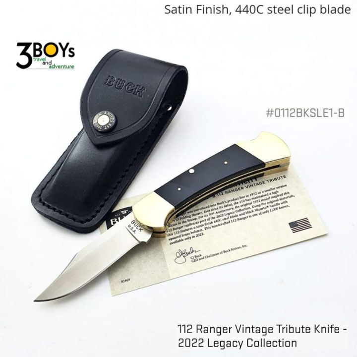 มีด-buck-รุ่น-112-ranger-vintage-tribute-knife-2022-legacy-collection-ผลิตเพียง-1-000-ด้ามเท้านั้น-พร้อมซองหนัง-made-in-the-u-s-a