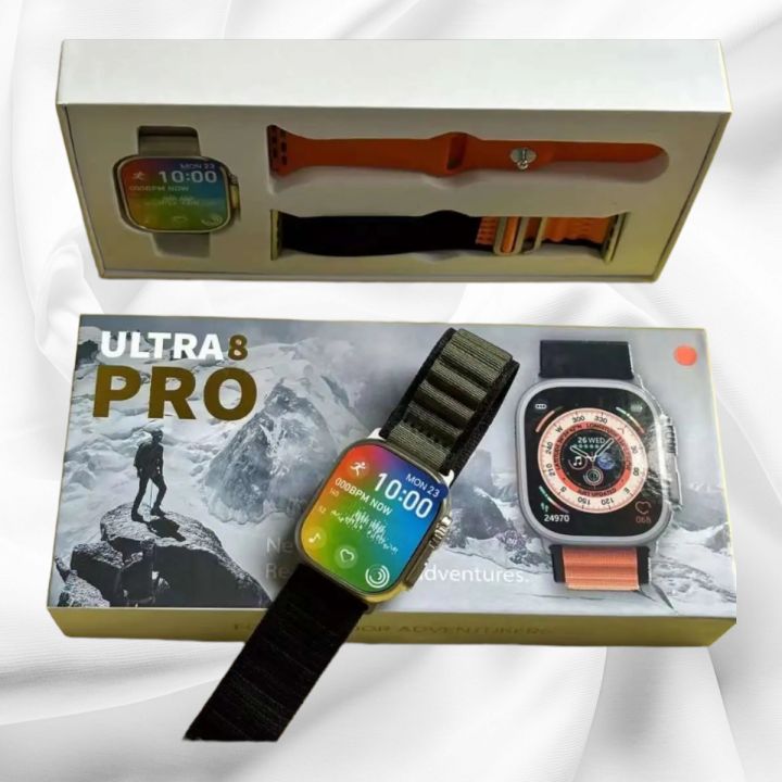 ultra8-pro-นาฬิกาสมาร์ทวอทช์-หน้าจอ49มม-รองรับภาษาไทย-มีสาย2เส้น-สายซิลิโคนและสายผ้า