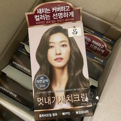 🇰🇷ยาย้อมผม/ปิดผมขาว Ryo bright color hairdye cream 5Nน้ำตาลธรรมชาติ