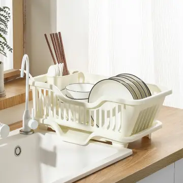 1pc Plastic Dish Rack, Modern Beige Double-layer Dish Drying Rack For  Kitchen