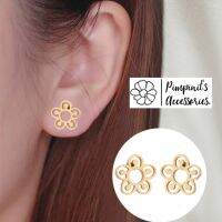 ?? พร้อมส่ง : ต่างหูสแตนเลสลายดอกทานตะวัน-1 | Sunflower-1 Minimalist Stainless Steel Stud Earring.