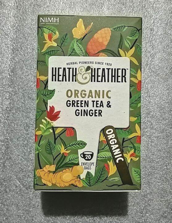 SALE!!! Heath & Heather Organic Green Tea & Ginger 30 Envelope Bags