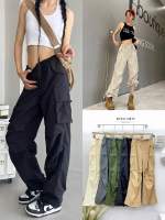 MODA SHOP - Cargo pants กางเกงคาร์โก้ขายาวผ้าร่มแฟชั่นผู้หญิงสไตล์เกาหลีY2K