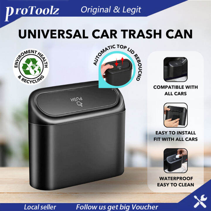 Portable Car Trash Can Bin with Lid Waterproof Storage Bin Auto Door