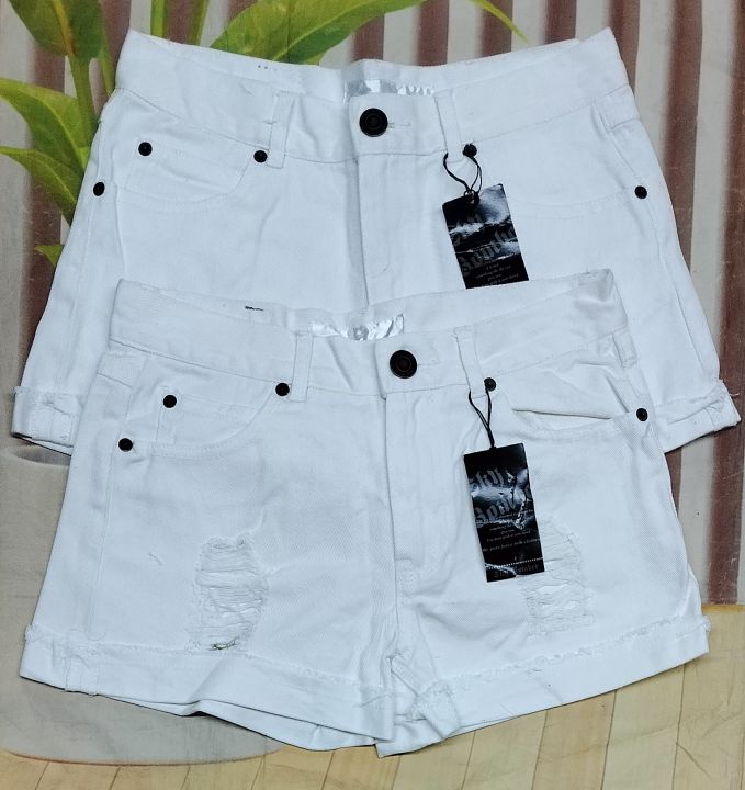 Denim Shorts - White denim - Ladies | H&M US-sgquangbinhtourist.com.vn