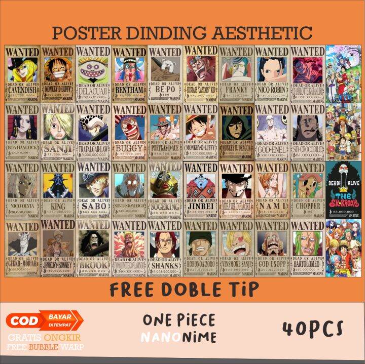 Poster Dinding One Piece Wanted 40 pcs | Lazada Indonesia