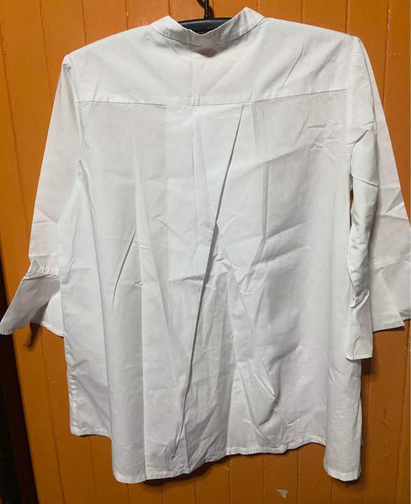เสื้อผ้ามือ2-ชุดเดรส-เสื้อแขน-5-ส่วนคอปกสีขาว-m-l-สภาพ-85