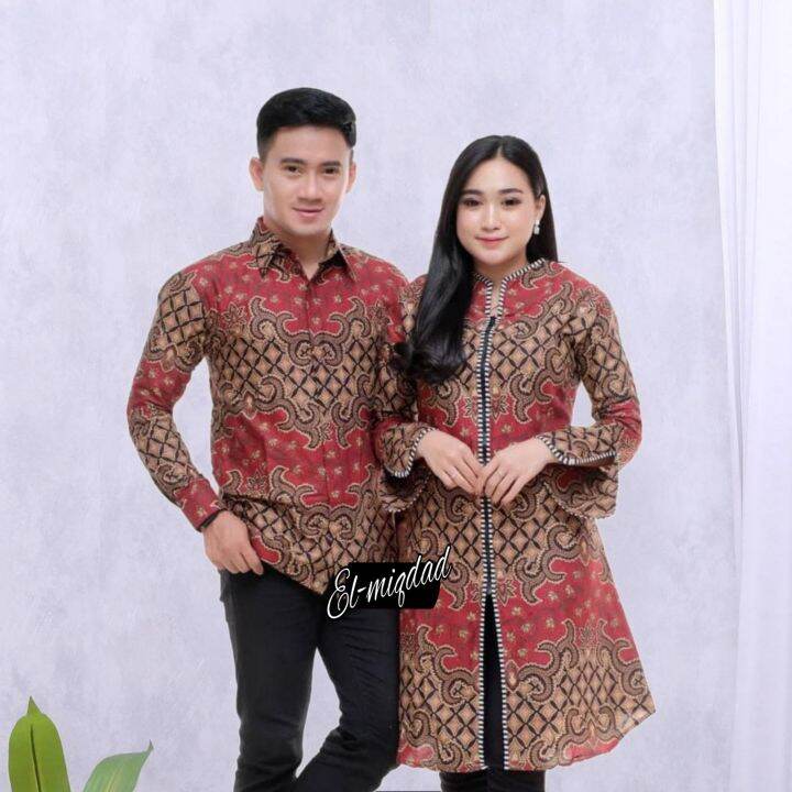 Couple Batik Modern Pasangan Suami Istri Kemeja Tunik Batik | Lazada ...