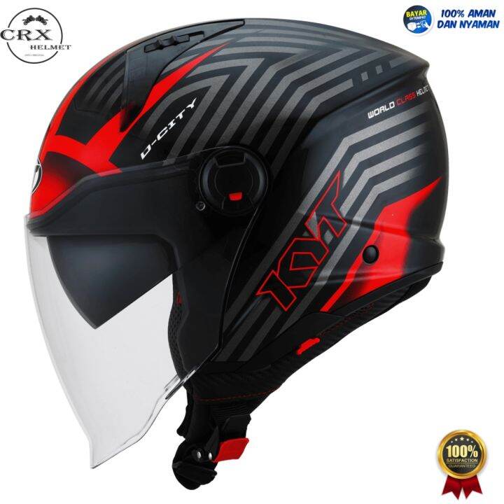 Helm Half Face Kyt D city Lucent Black Red Original Terlaris Lazada