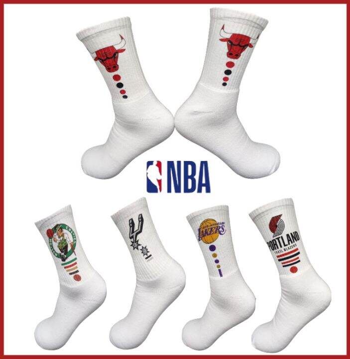 NBA Basketball Socks Team Logo Pattern Sock Low Cut Sports Socks White