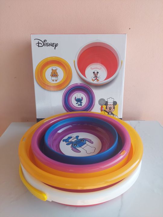 ชุดถังยืดยุบ-ดีสนีย์-เซ่เว่น-7-11-ขายครบขุด3ใบ-disney-bucket-set