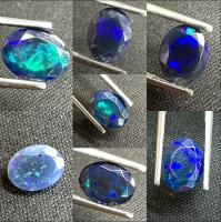 แบล็คโอปอลเจียระไน 100% 9x7mm พลอยธรรมชาติทรงวงรี Black opal cut 100% 9x7mm oval shape natural gemstone