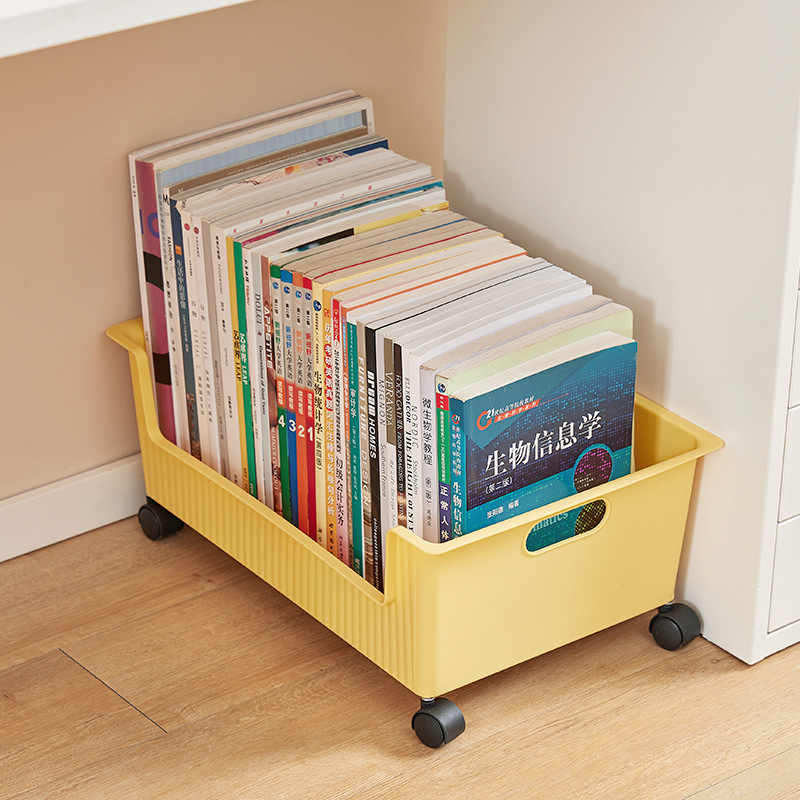Book Storage Box with Pulley Student Dormitory Table Lower Schoolbag Storage Basket High School Book Holding Finishing Classroom Bookcase