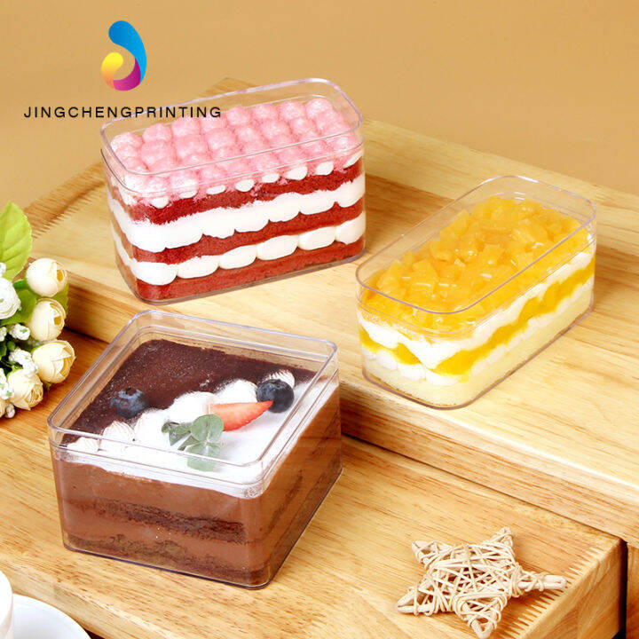 Square round Plastic Transparent Mousse Jar Cookie Cake Dried Fruit ...