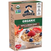 QUAKER Organic Instant Oatmeal Maple &amp; Brown Sugar เควกเกอร์ ออแกนิก โอ็ต มีล รสเมเปิ้ล บราวน์ชูการ์ 328g.