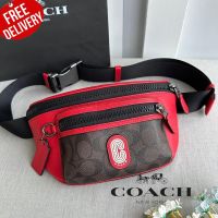 กระเป๋าคาดอก COACH  WESTWAY BELT BAG IN COLORBLOCK SIGNATURE CANVAS WITH COACH PATCH