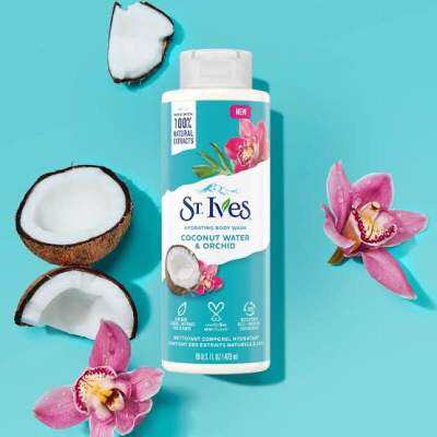 เอสทีอีฟส์ ครีมอาบน้ำ สูตรโคโคนัทออคิท 473มล. / St.Ives Coconut &amp; Orchid Body Wash Indigo 473ml