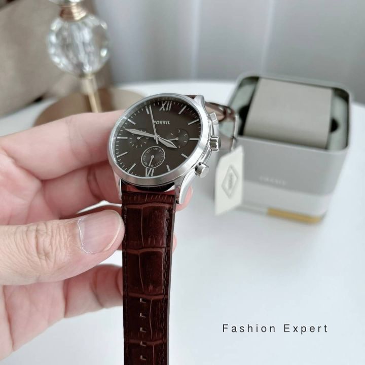 ของแท้100-นาฬิกาข้อมือ-fossil-fenmore-multifunction-brown-leather-watch-bq2719